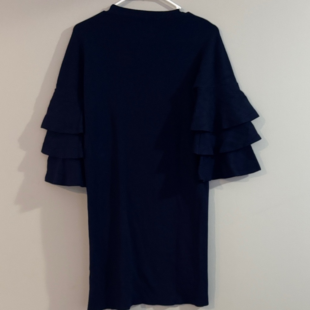 Lulu's Navy Ruffle-Sleeve Shift Dress - Picture 3 of 3